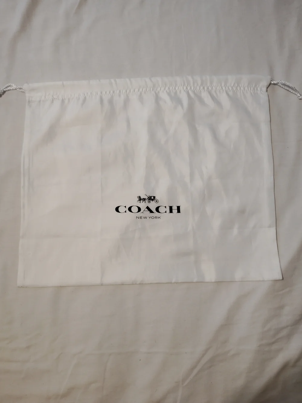 Coach White Drawstring Dust Bag with Logo